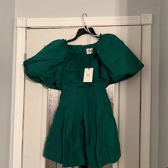 Aje Green Puff Sleeve Mini Dress - Picture 7 of 9